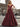 Deep V-Neck Off Shoulder Illusion Long Ball Gown Prom Dress - Burgundy