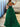 Hand Beading Bodice Ball Gown Prom Dress With Bows - Emerald Green