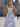 Sparkly Beading Square Floral Print Long Ball Gown Prom Dress - Blue Floral