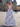 Sparkly Beading Square Floral Print Long Ball Gown Prom Dress - Blue Floral