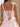 Square Neck Corset Flared Mini Homecoming Dress with Bow Strap in Pink
