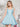 Bow Shoulder Scoop Satin Mini Ball Gown Prom Dress - Baby Blue