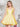 Bow Shoulder Scoop Satin Mini Ball Gown Prom Dress - Yellow