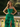 Layered Lace Up Pleated Bodice Long Ball Gown Prom Dress in Emerald Green