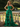 Layered Lace Up Pleated Bodice Long Ball Gown Prom Dress in Emerald Green
