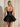 Bodice Lace Up Scoop Neck Mini Ball Gown Puffy Prom Dress in Black