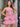 Lace Embroidery Boned Ruffle Mini Ball Gown Prom Dress - Pink