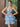 Cut Front Hot Fix Mini Tiered Ball Gown Prom Dress - Dusty Blue