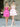 Cut Front Hot Fix Mini Tiered Ball Gown Prom Dress-Pink