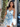 Pleated Printing Chiffon Mini Ball Gown Prom Dress - Baby Blue Floral