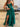 Cut Front Luxury Crystal Ruffle Ball Gown Prom Dress - Emerald Green