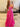 Cut Front Luxury Crystal Ruffle Ball Gown Prom Dress - Hot Pink