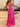 Cut Front Luxury Crystal Ruffle Ball Gown Prom Dress - Hot Pink