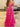 Cut Front Luxury Crystal Ruffle Ball Gown Prom Dress - Hot Pink