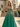 Bow Cut Front Bodice Crystal Long Ball Gown Prom Dress With Pockets in Emerald Green