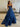 Bow Cut Front Bodice Crystal Ball Gown Prom Dress - Dark Blue