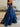 Bow Cut Front Bodice Crystal Ball Gown Prom Dress With Pockets - Dark Blue