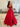 Bow Cut Front Bodice Crystal Ball Gown Prom Dress - Red