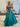 Bow Cut Front Bodice Crystal Ball Gown Prom Dress - Turquoise