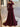 Detachable Sleeves Strapless Ball Gown Prom Dress - Burgundy
