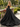 Derachable Hand Made Flower Bodice Long Ball Gown Prom Dress in Black