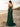 Strapless Hand Beading Ruched Illusion Lace Up Bodice Mermaid Prom Dress With Slit - Green