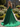 Strapless Lace Up Big Bow Bodice Long Ball Gown Prom Dress With Split in Emerald Green