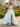 Hot Fix Crystal Lace Up Ruched Bodice Long Ball Gown Prom Dress With Pocket - Baby Blue