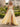 Hot Fix Crystal Lace Up Ruched Bodice Long Ball Gown Prom Dress With Pocket - Yellow