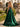 Hot Fix Crystal Lace Up Ruched Bodice Long Ball Gown Prom Dress With Pocket - Emerald Green