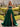 Hot Fix Crystal Lace Up Ruched Bodice Long Ball Gown Prom Dress With Pocket - Emerald Green