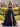 Hot Fix Crystal Lace Up Ruched Bodice Long Ball Gown Prom Dress With Pocket - Navy Blue