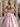 Sparkly Beading Ruched Bust Floral Bodice Ball Gown Long Prom Dress With Slit - Pink Floral