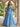 Blue 3D Floral Applique Strapless Satin A-Line Maxi Prom Dress