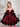 Long Sleeve Spaghetti Strap Ruffle Mini Ball Gown Prom Dress - Burgundy