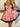 Shoulder Bows Floral Satin Boned Mini Ball Gown Prom Dress - Pink