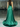 Spaghetti Strap Ruched Bodice Ball Gown Prom Dress With Slit - Green