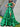 Spaghetti Strap Lace Up Ruffle Bodice Ball Gown Prom Dress With Slit - Green