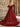 Off Shoulder Puff Sleeve Hot Fix Ball Gown Prom Dress - Red