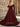 Off Shoulder Puff Sleeve Hot Fix Ball Gown Prom Dress - Burgundy
