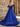 Off Shoulder Puff Sleeve Hot Fix Ball Gown Prom Dress - Royal Blue