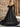 Off Shoulder Puff Sleeve Hot Fix Ball Gown Prom Dress - Black