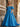 Off Shoulder Puff Sleeve Hot Fix Ball Gown Prom Dress - Blue