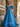 Off Shoulder Puff Sleeve Hot Fix Ball Gown Prom Dress - Blue