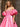 Off Shoulder Puff Sleeve Hot Fix Ball Gown Prom Dress - Hot Pink