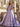 Off Shoulder Puff Sleeve Hot Fix Ball Gown Prom Dress - Lilac