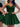 Layered Satin Ball Gown Mini Prom Dress - Dark Green