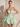 Illusion Sheer Bodice Cut Front Mini Ball Gown Bubble Dress in Sage Green