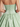 Illusion Sheer Bodice Cut Front Mini Ball Gown Bubble Dress in Sage Green