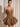 Illusion Sheer Bodice Cut Front Mini Ball Gown Bubble Dress in Brown